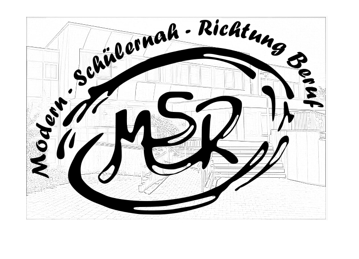Logo MSR Schulhaus Bleistiftzeichnung